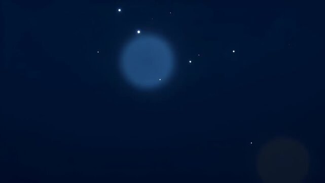 Night sky with stars and soft glow, dark blue space background with abstract bokeh light orbs, celestial night sky with small star points and calm serene atmosphere