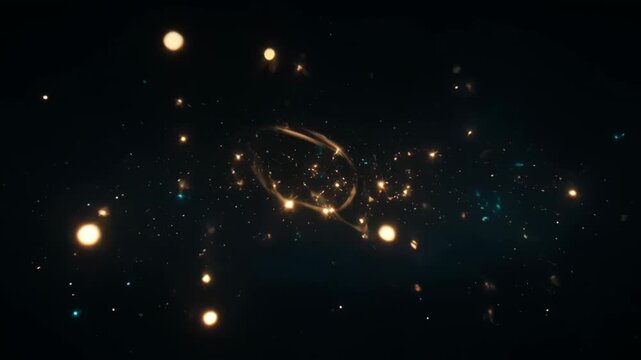 Sparkling New Year Christmas Flare on Dark Black Background with Glowing Light Bokeh, Star Field Galaxy Night Cosmic Glitter Glow, Abstract Particles and Festive Universe Cluster