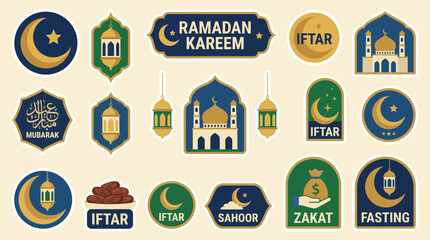 Ramadan Label Sticker Set - Vector Illustration © Bima