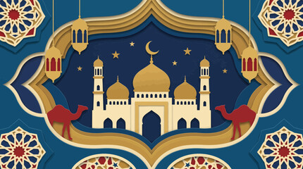 Ramadan Papercut Style Illustration - Vector Illustration © Bima