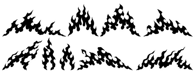 Fototapeta premium Minimalistic fire illustrations isolated on a transparent background