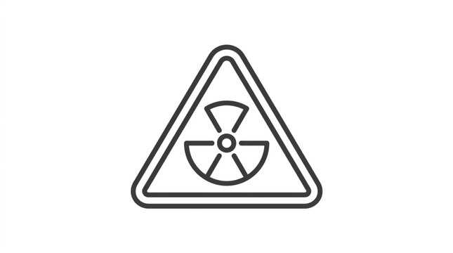 Radiation warning symbol in triangular frame.