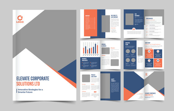 Corporate Business Company profile brochure template design, Minimalist corporate brochure layout.