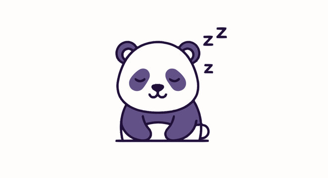 Cute sleeping panda bear cartoon character.