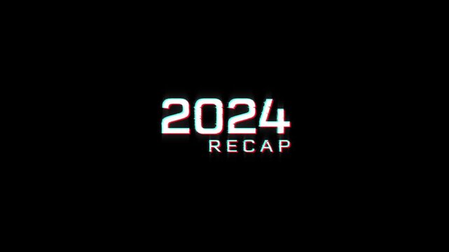2024 recap glitch animation digital intro for rewind year end video. glitch effect on the year recap 2024, presentation, news stories