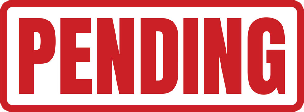 Red rectangular rubber stamp mark with the word PENDING inside for business document verification and status