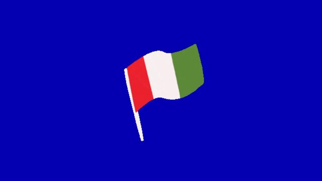 Italy Flag Waving Blue Screen Background