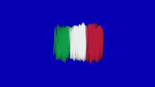 Italy Flag Waving Blue Screen Background