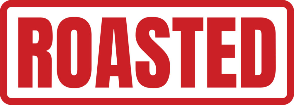 Classic bold red ink stamp seal design featuring the word roasted for culinary and food branding