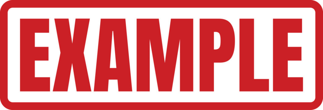 Red ink stamp design featuring the word example in bold capital letters for document marking purposes