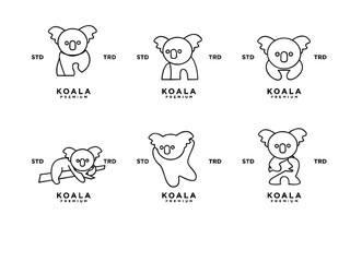 Minimalist Line Art Koala Logos Set. Simple Graphic Design Vector Illustrations for Modern Branding and Premium Animal Mascots. © Alpha Vector