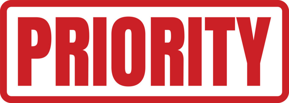 Red priority rubber stamp design for urgent business mail and critical document processing in office settings
