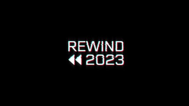 rewind 2023 glitch animation digital intro for recap year end video. glitch effect on the year 2023 rewind, presentation, news stories