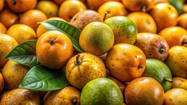 Ripe pequi fruits from the brazilian cerrado
