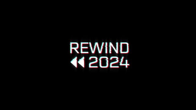 rewind 2024 glitch animation digital intro for recap year end video. glitch effect on the year 2024 rewind, presentation, news stories