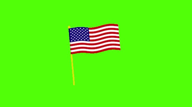 American Flag Green Screen Animation