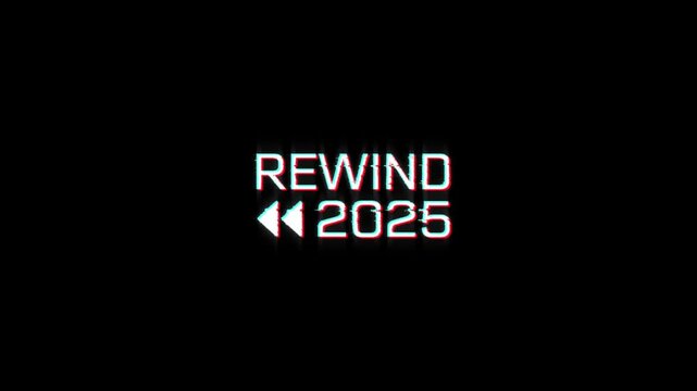 rewind 2025 glitch animation digital intro for recap year end video. glitch effect on the year 2025 rewind, presentation, news stories