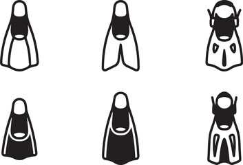 Six black and white flipper styles for swimming or diving Vector © Runa
