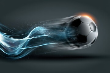 Fototapeta premium Abstract dynamic soccer ball in motion with light trails