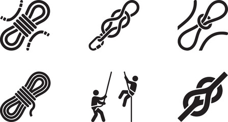 Climbing knots and rope tying techniques with rock climber illustrations Vector © Runa