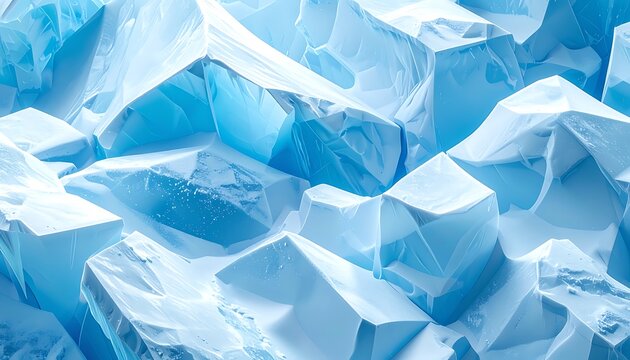 Blue Iceberg Fragments Close Up.