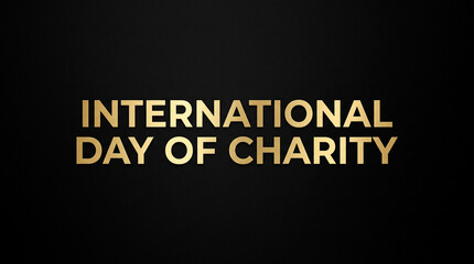 Fototapeta premium International day of charity text in gold letters on a black background