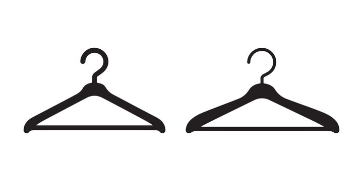 Clothes hanger icons, Black clothes hanger silhouette, Coat hanger icon vector