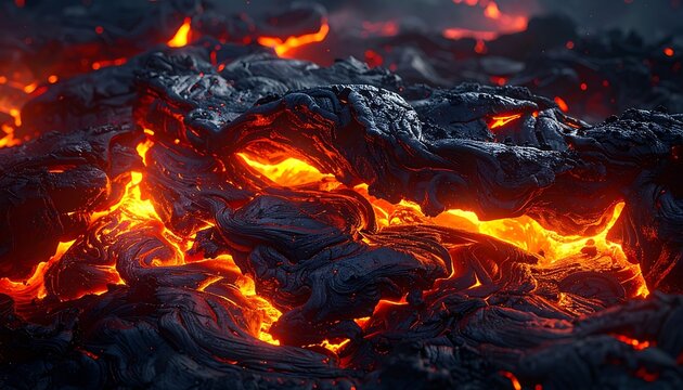 Burning embers in dark background.
