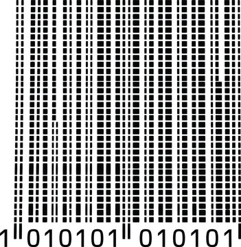 Abstract Black and White Binary Barcode Pattern Background with Digital Code Texture