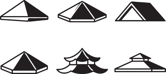 Black and white geometric roof and tent style icons Vector © mahafuza