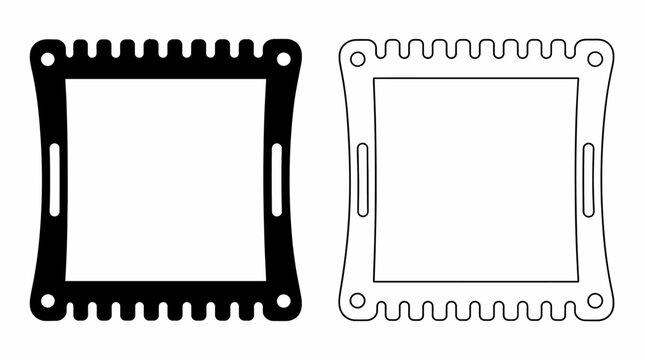 Square frame design with serrated edges and mounting holes