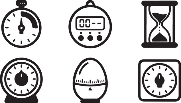 Six different vintage style time measurement icons Vector