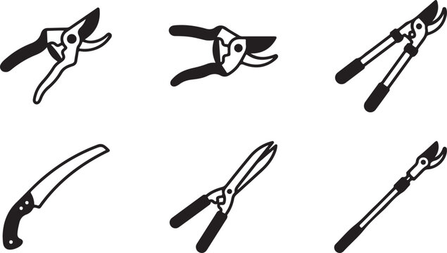 Six different types of pruning shears and garden lopers Vector
