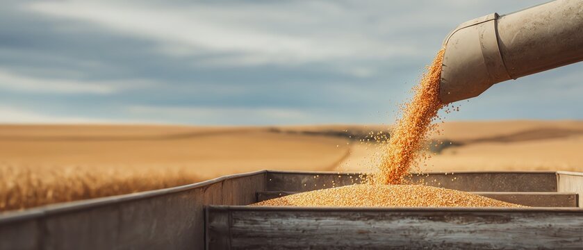 Harvesting wheat in agricultural fields.