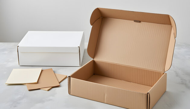 Open kraft mailer box with packaging inserts for ecommerce fulfillment