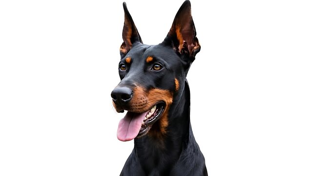 Adorable Doberman Pinscher with a joyful expression and tongue out, perfect for pet or animal-related projects