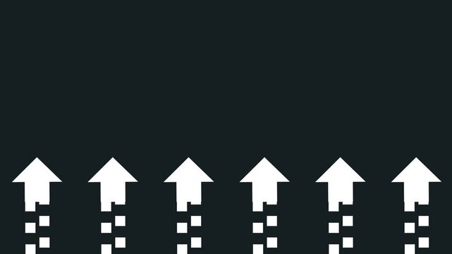 A horizontal row of alternating solid and dotted upward arrows representing waves of attack or staged troop advancement
