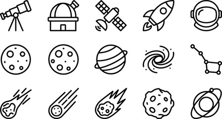 Set of space and astronomy hand drawn line art icons. © rifki