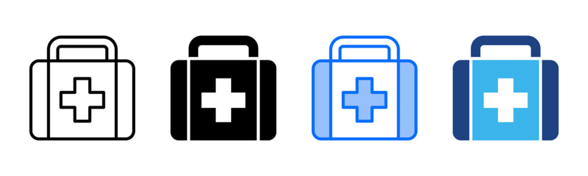 First Aid icon set multiple style collection