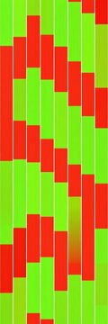 Geometric patterns of green and red bars with white lines, economy, trade