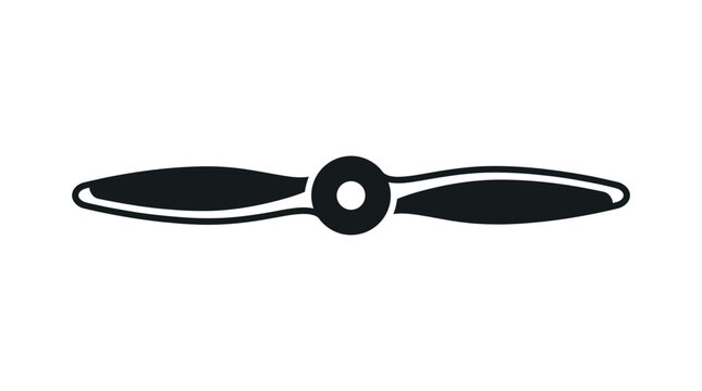 Black Airplane Propeller Icon Isolated on White Background