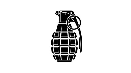 Fototapeta premium Black Grenade Icon Silhouette on White Background, Military Weapon Symbol