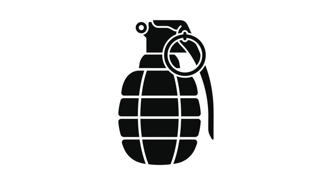 Black Grenade Icon on White Background