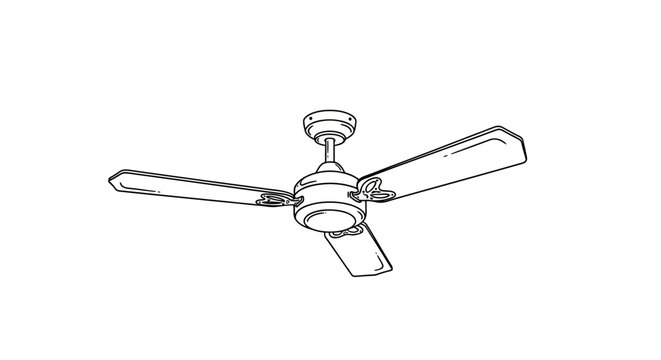 Modern ceiling fan with three blades and central light fixture.