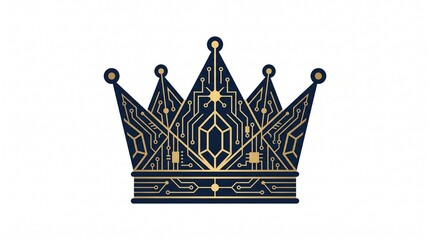 Fototapeta premium Circuit Crown AI Logo