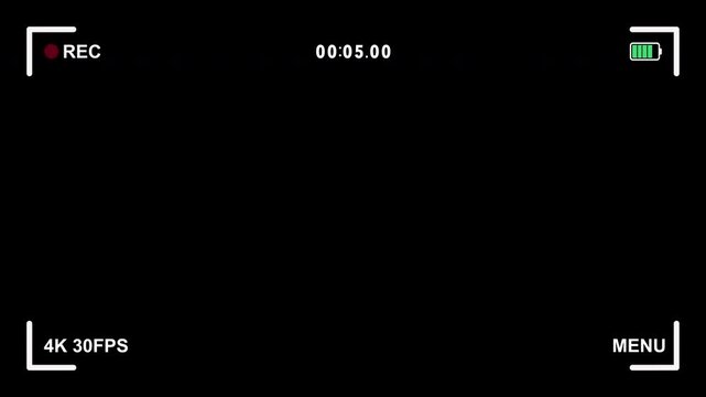 Horizontal screen camera recording video on alpha channel background with glitch effect