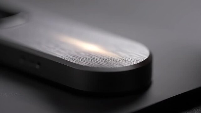 Close-up of Finger Pressing Button on Modern Electronic Device.
