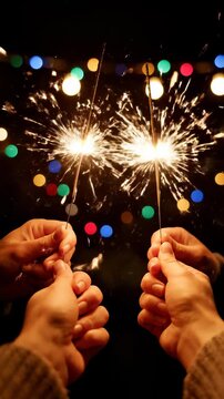 Sparklers and Bokeh Lights Celebration.