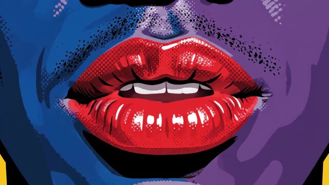 Close Up of Vibrant Red Lips with Subtle Moustache Detail.