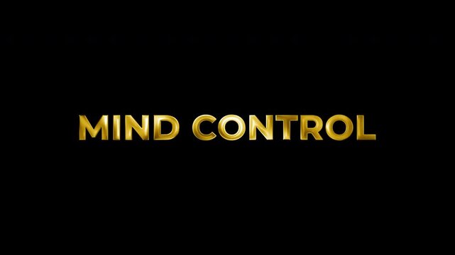 4K Mind Control Brilliant Gold Foil Text Animation Alpha Channel
